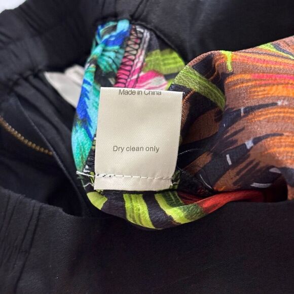 Line & dot Pant black Rainbow Tropical 100% silk elastic waist pockets size XS n - Picture 5 of 15